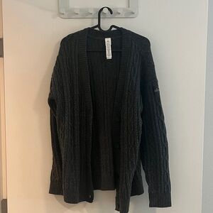 ALO Yoga Black Cable Knit Cardigan